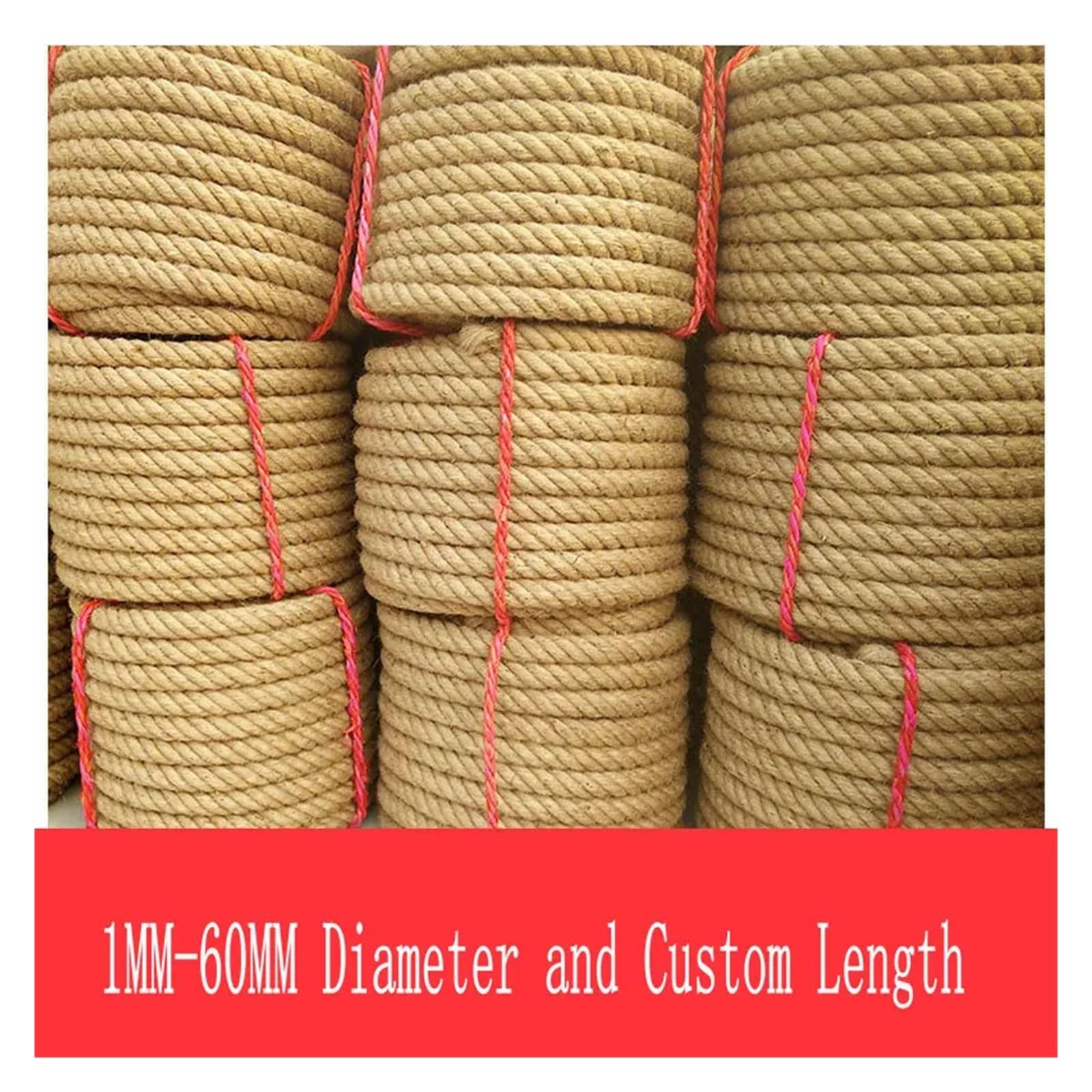 BGTHMSKA Braided Natural Manila Jute sisal Rope Rope Cable 1-60 mm Diameter for Ceiling Decoration Fence Wiring tug Hand Braided(26MM Dia 10Meters)