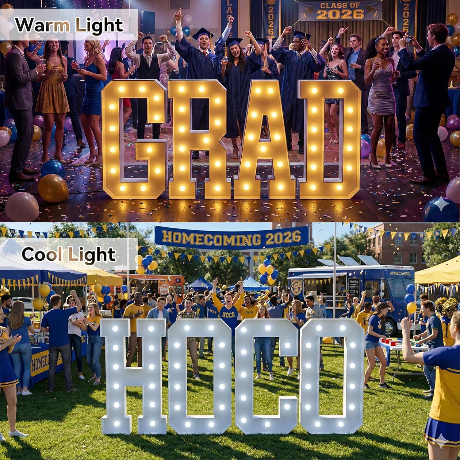 Ledido 4FT Warm White & Cool White Marquee Light Up Letter R, Easy to Assemble Marquee Letters 4 Feet Tall, Large Lighted Letter for Birthday Graduation Baby Shower Anniversary Party Decorations (R)