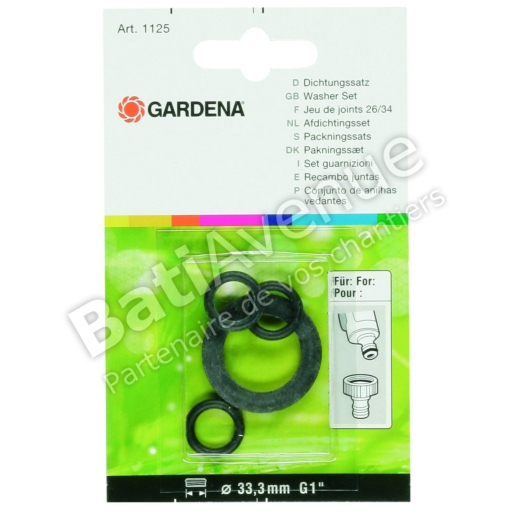GARDENA Jeu de joints universels GARDENA pour robinet - 3 joints toriques + 3 plats - 1127-​26