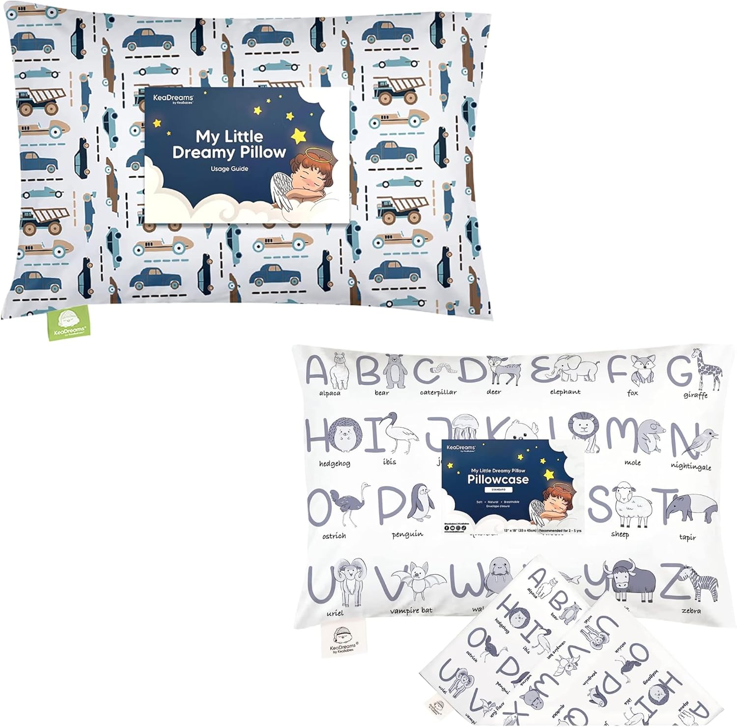 KeaBabies Toddler Pillow with Pillowcase - 13x18 My Little Dreamy Pillow - Toddler Pillow Case for Boy, Kids - Cotton Toddler Pillows for Sleeping - 100% Natural Cotton Pillowcase