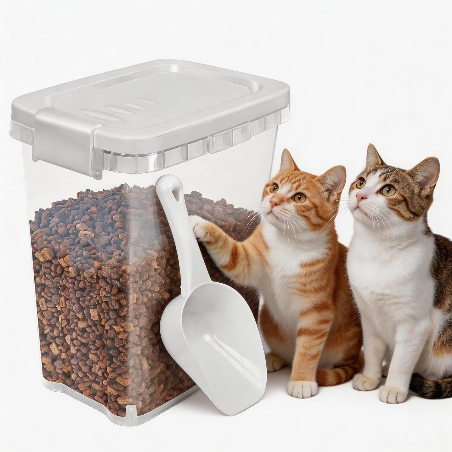 5 - 10 Lbs Dog Food Storage Container with Scoop - Airtight Cat Food Container - Buckle-Lock Pet Food Container for Dog, Cat, Bird Seed, Chicken, Dog Treat - Dry Food Container for Rice, Cereal, Flour
