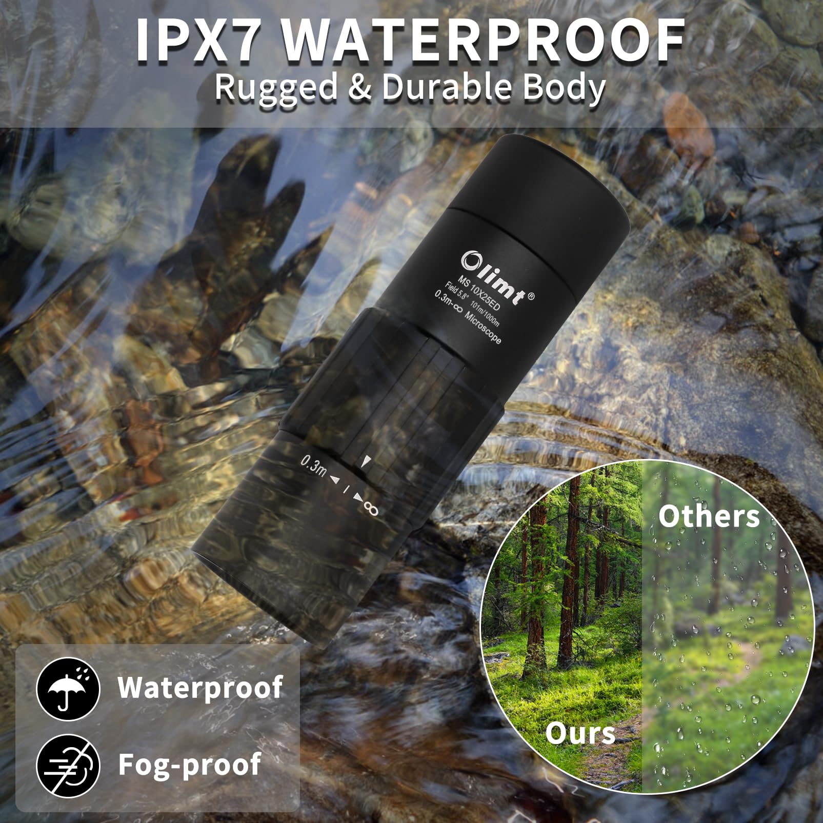 Télescope monoculaire, grossissement 10 x 25, compact, format mini de poche, noir