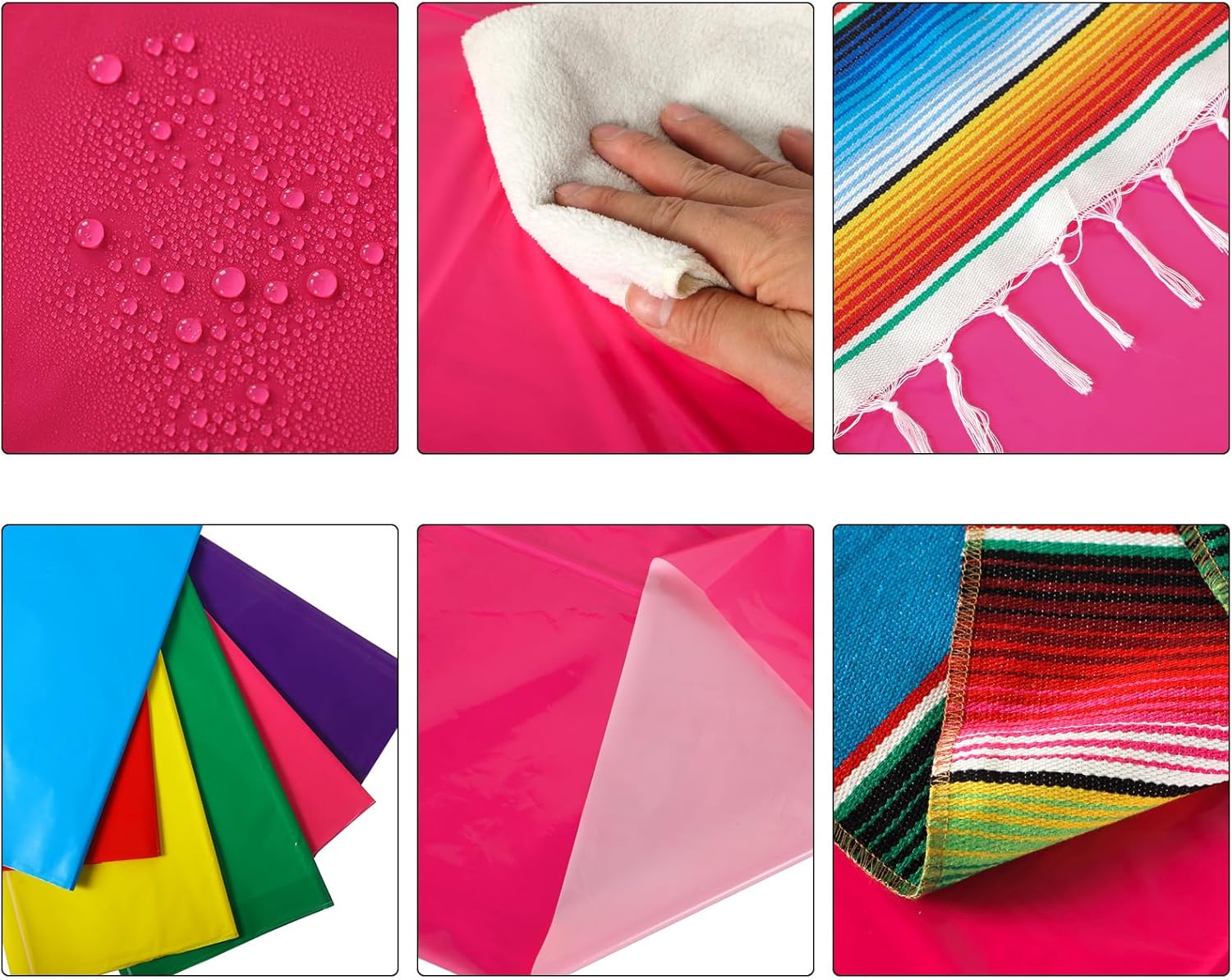 Mixweer 12 Pcs Mexican Table Runner and Tablecloth Set, Cotton Rainbow Serape Mexican Table Runner Plastic Disposable Tablecloth Rectangle Table Cover for Cinco De Mayo Fiesta Mexican (Colorful)
