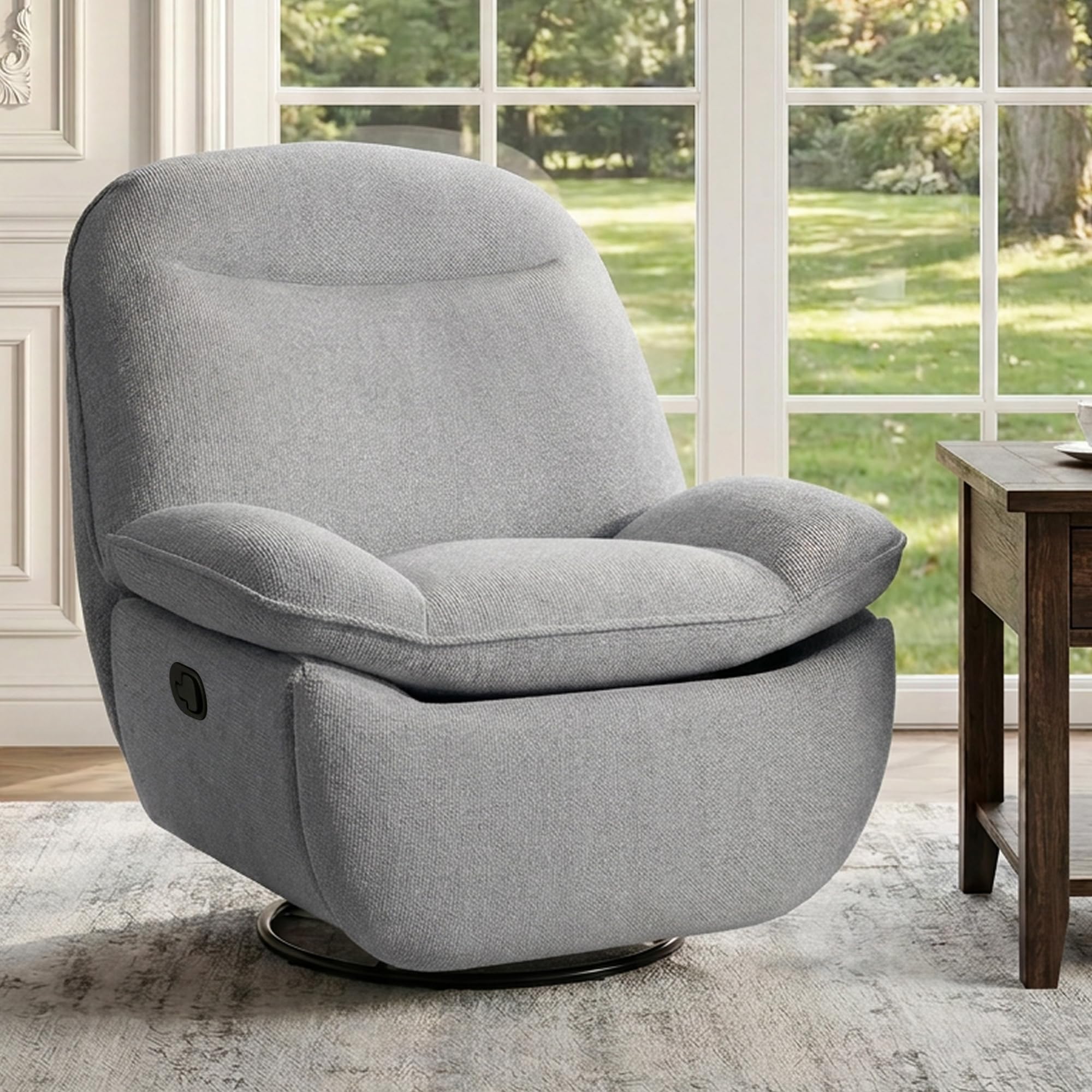 FLEXISPOT XC6 Sillón Relax, Sófa Giratorio con Función Balancín, Sillon TV con Respaldo Ajustable, Silla Reclinable para Dormitorio, Salón y Cine en Casa (Gris Claro)