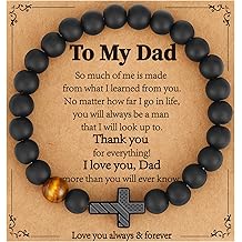 Gifts for Dad New Dad Stepdad Men Husband, American Flag Cross Beads Bracelet Easter Birthday Jewelry Gifts for Him