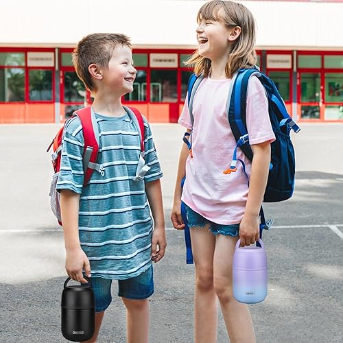 Miniatura 6 de Recipientes de almuerzo aislados de 17 onzas tarro de comida caliente termo de boca ancha para alimentos calientes niños y adultos lonchera de acero