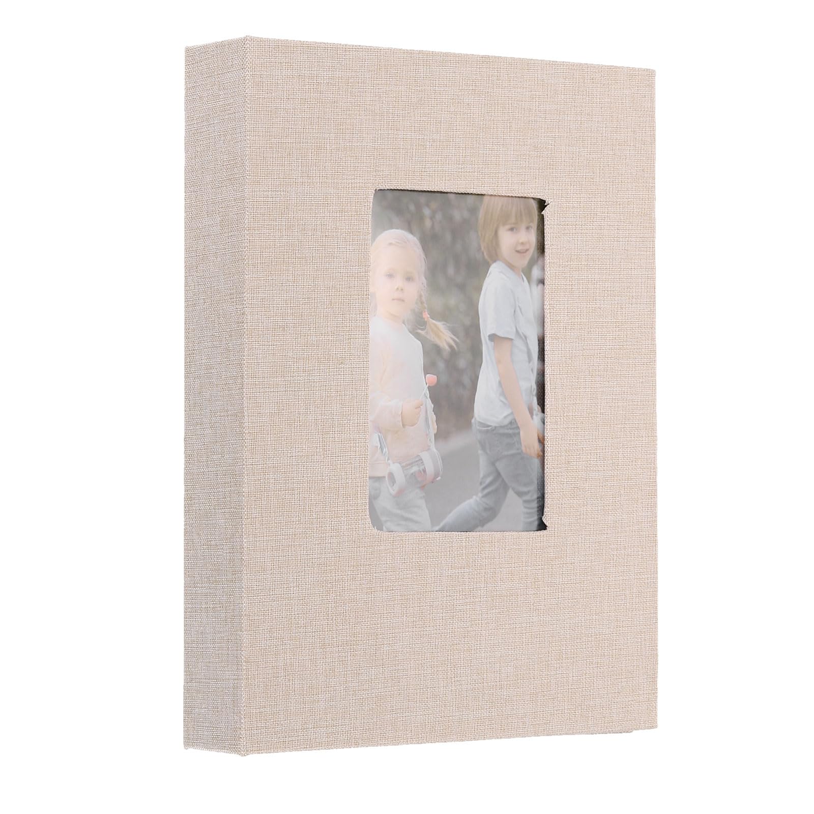 Álbum de fotos de lino texturizado uxcell de 5x7 con ventana elegante