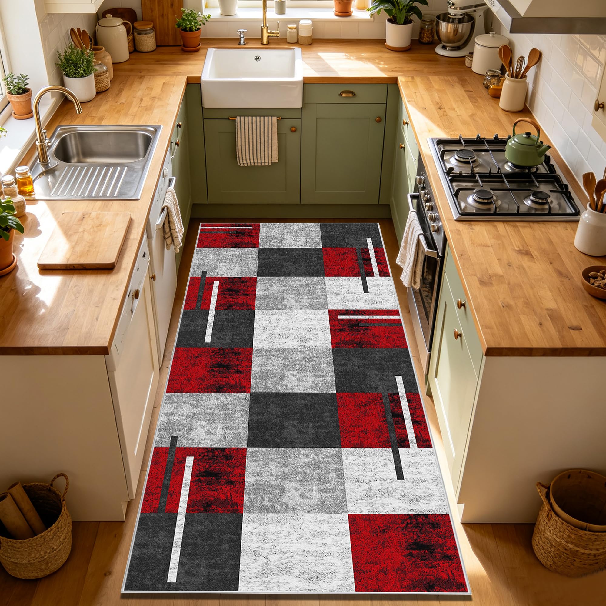 Alfombra de cocina lavable con base antideslizante que absorbe agua en zonas de paso