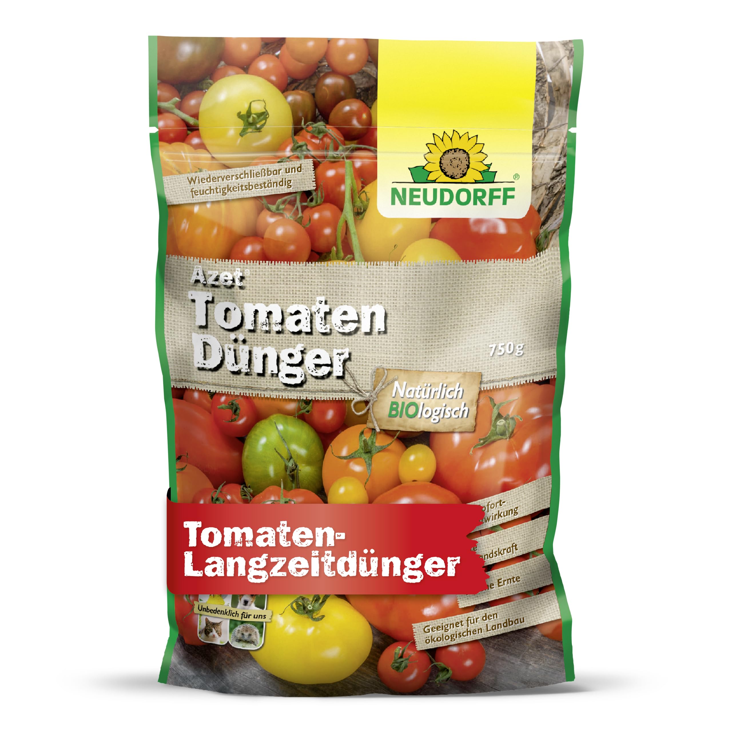 Neudorff Azet TomatenDünger – Bio Tomatendünger mit Mykorrhiza und natürlicher Sofort- und Langzeitwirkung sorgen für aromatische Tomaten, 750 g