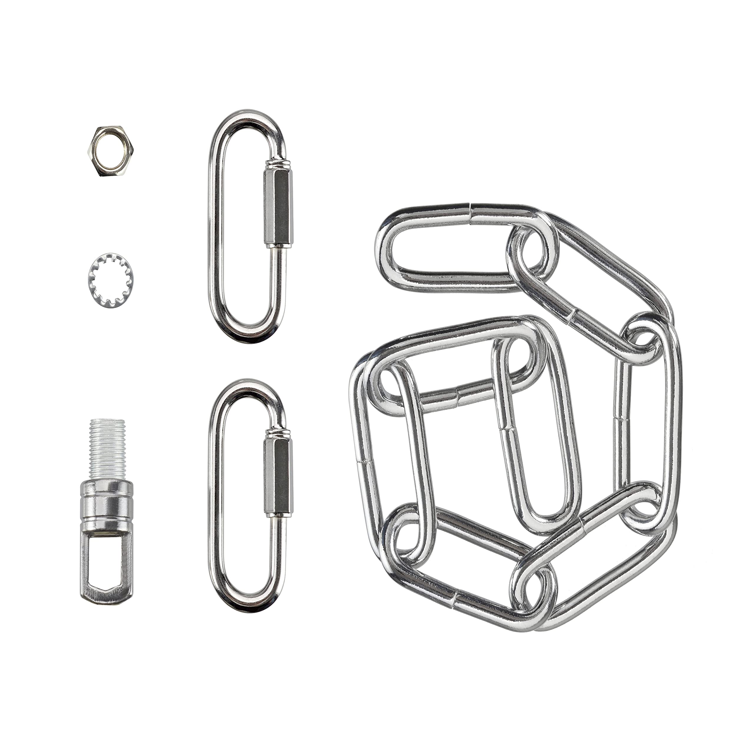 Aspen Creative 21119-71,Steel 1 Feet Heavy Duty Chain &amp; Quick Link Connector for Hanging Up Maximum Weight 120 Pounds-Lighting Fixture/Swag Light/Plant in Chrome.6 Gauge.