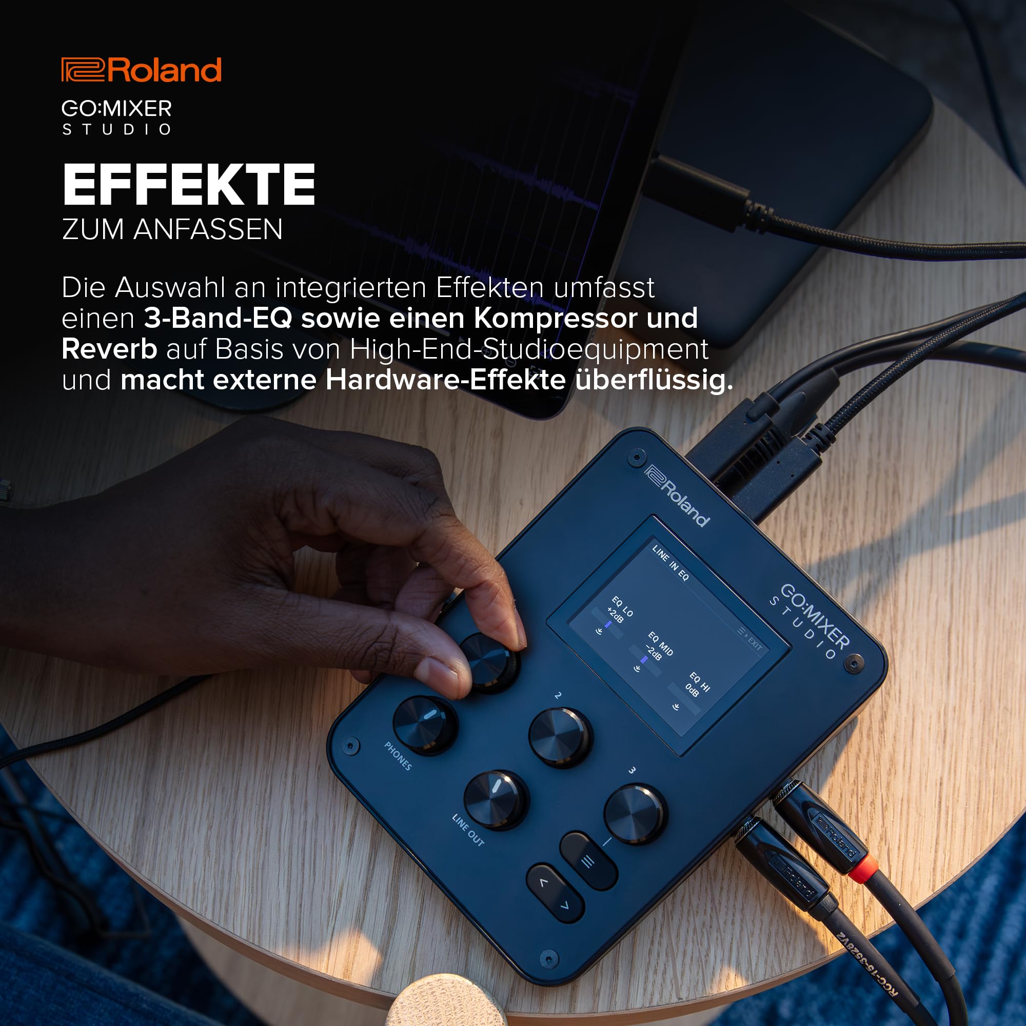 Roland GO:MIXER STUDIO | Tragbarer Mehrkanal-Mixer und Audio-Interface | Perfekt für Content-Produzenten und Musiker | Sound in Studioqualität | Integrierte Effekte | Erweiterte I/O-Funktionen