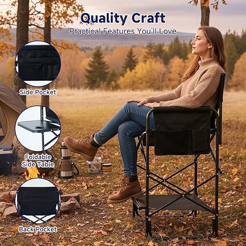 Miniatura 5 de Slsy Silla de campamento con calefacción más alta, silla de campamento portátil con 3 niveles de calor, silla de director con calefacción resistente