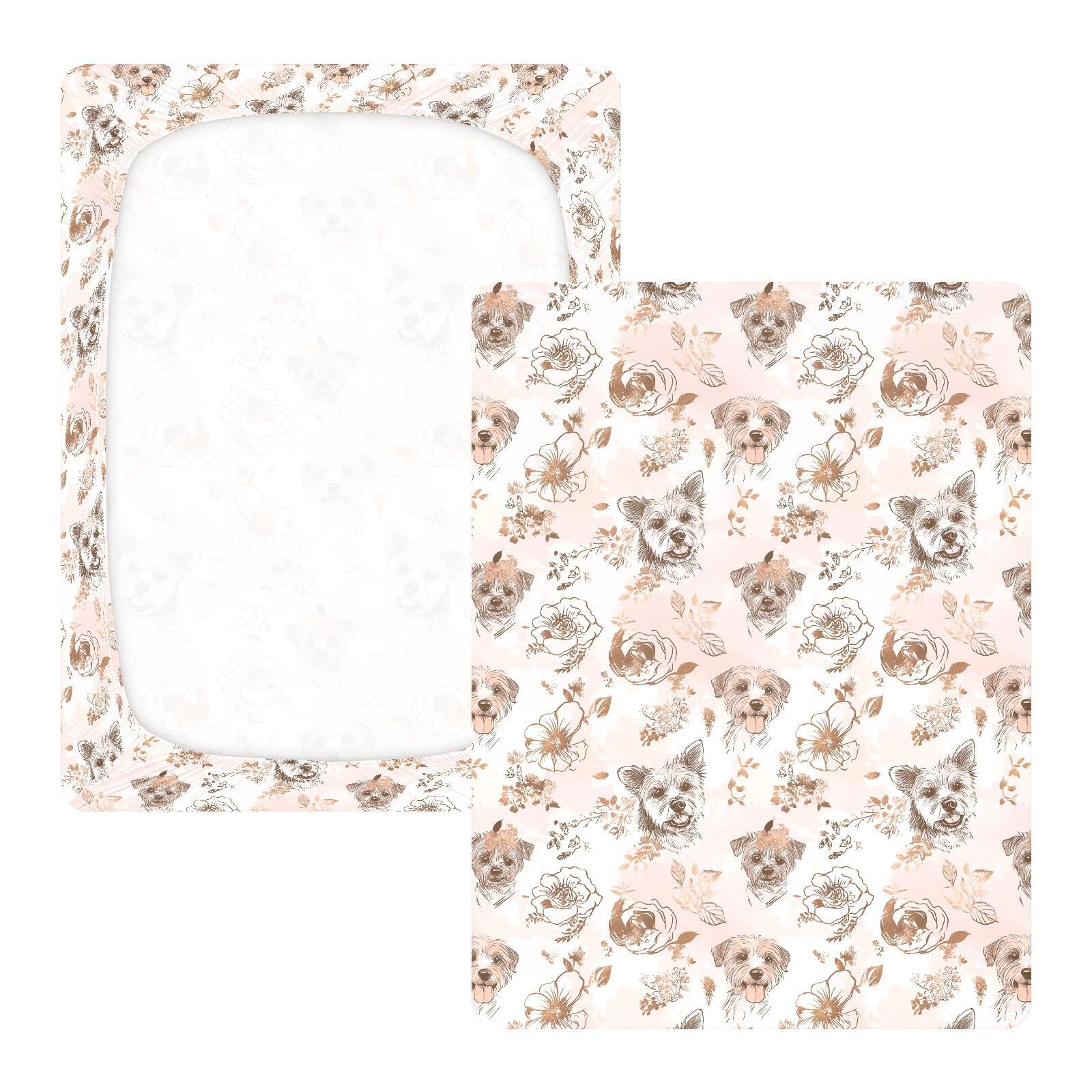 Sábanas de algodón para cuna de bebé, suave, diseño de dibujos animados, color oro rosa, para guardería, 1 paquete para cunas de 52 x 28 pulgadas