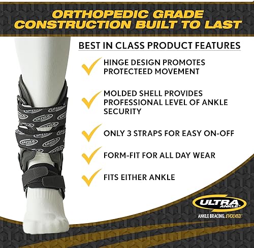 Miniatura 5 de Ultra CTS Tobillera  La mejor estabilidad de tobillo para artritis, lesiones agudas y esguinces altos  Diseño ortopédico con bisagras para mayor