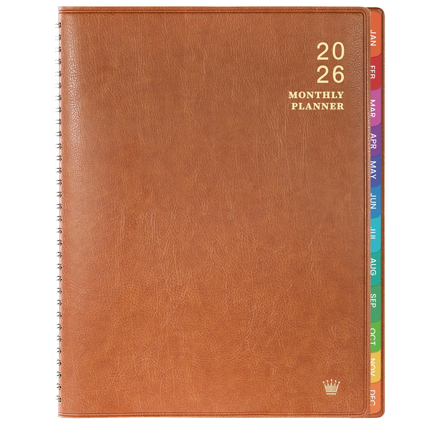 2026 Monthly Planner - 2026 Calendar/Planner 12 Months with Faux Leather, 8.86" x 11.4", Jan.2026 - Dec.2026, 15 Notes Pages, Strong Twin - Wire Binding, Pocket, Monthly Tabs, Perfect Organizer