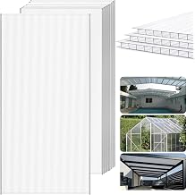 14 Pcs Polycarbonate Greenhouse Panels,4 x 2 x 0.24 Twin-Wall Plastic roof Panels,Waterproof UV Protected Clear Corrugated Polycarbonate Sheet for All Weather Outdoor Garden Greenhouse Replacement