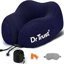 Dr Trust USA Travel Neck Rest Pillow for Airplanes, Memory Foam Air Travelling Head Rest Support for Adults Flights Accessories Orthopedic Aircraft Pillow Recommended for Neck Pain -358, Black