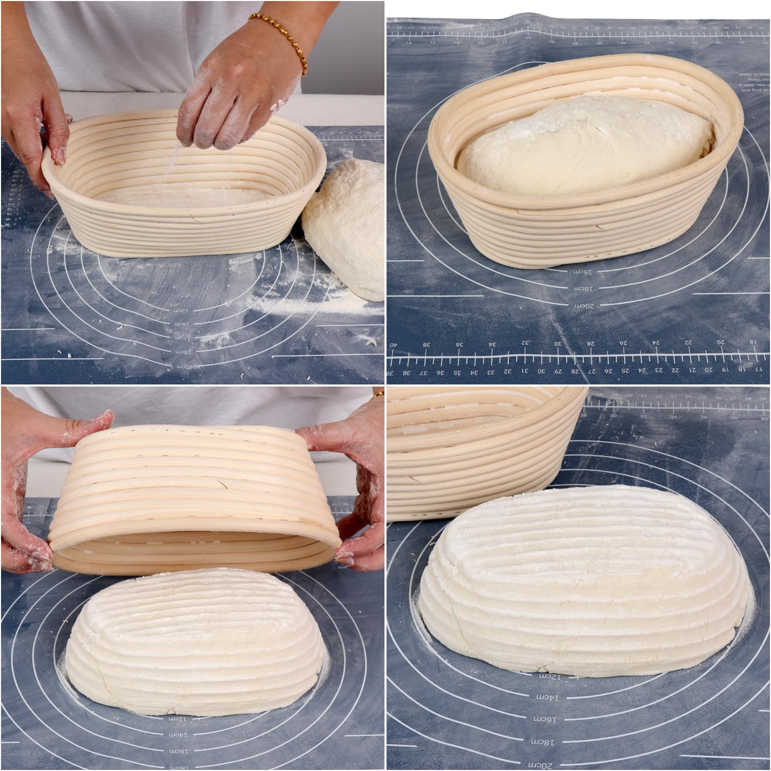 H6DQ rattan tkacki europejski kosz do pieczenia chleba piekarnik owalny bagietka ciasto forma fermentacyjna dom DIY pieczenie wyślij materiałowy pokrowiec + nóż deska do krojenia/125
