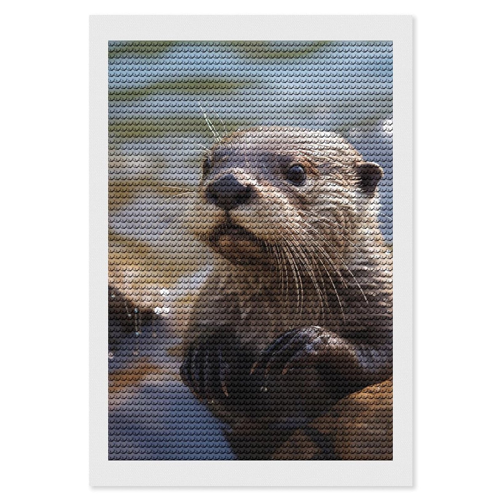 RLDOBOFE Playing Otter Diamond Painting Kits for Adults 5D Round Diamond Art Painting Full Drill Diamonds Dots for Beginners Art Pictures Kits DIY Crafts Home Wall Decor 8"x12"