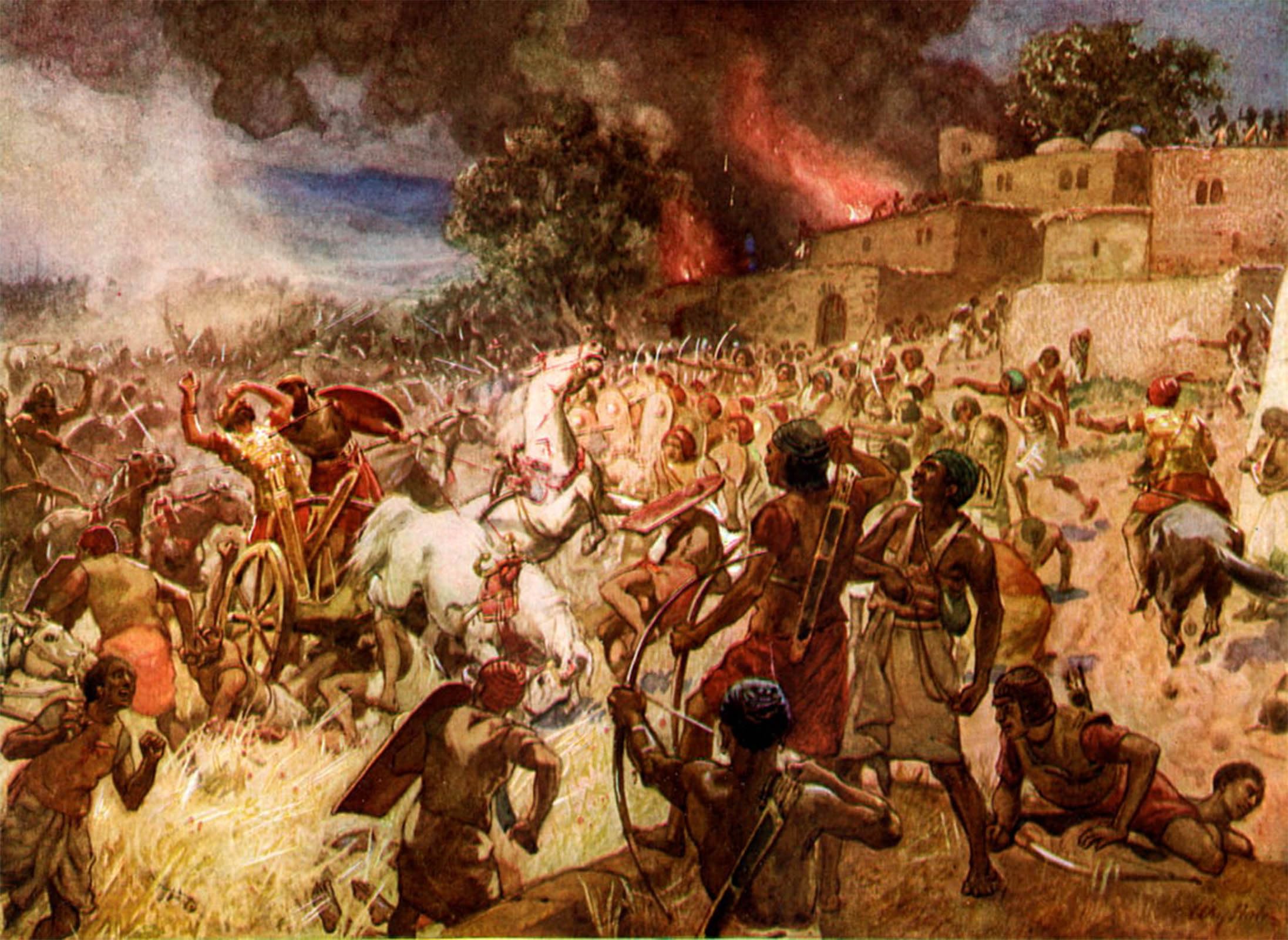 ARTXLXXBN Famous Print Painting Colorful Art Print the Death of King Josiah At Megiddo Bible by William Brassey Hole Canvas Art Decorations for Home Decor 60x90cm