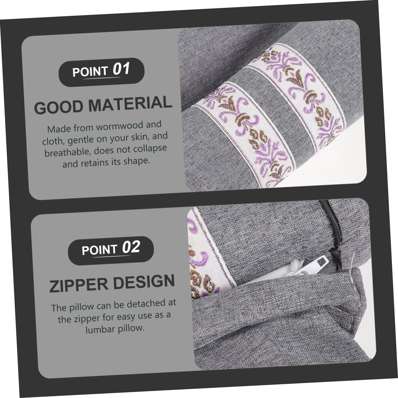 Zerodeko Almohada Inteligente de Apoyo Cervical, Rodillo para Cuello y Lumbar, Transpirable y Ligera, para Dormir en Casa o Viaje, Tela