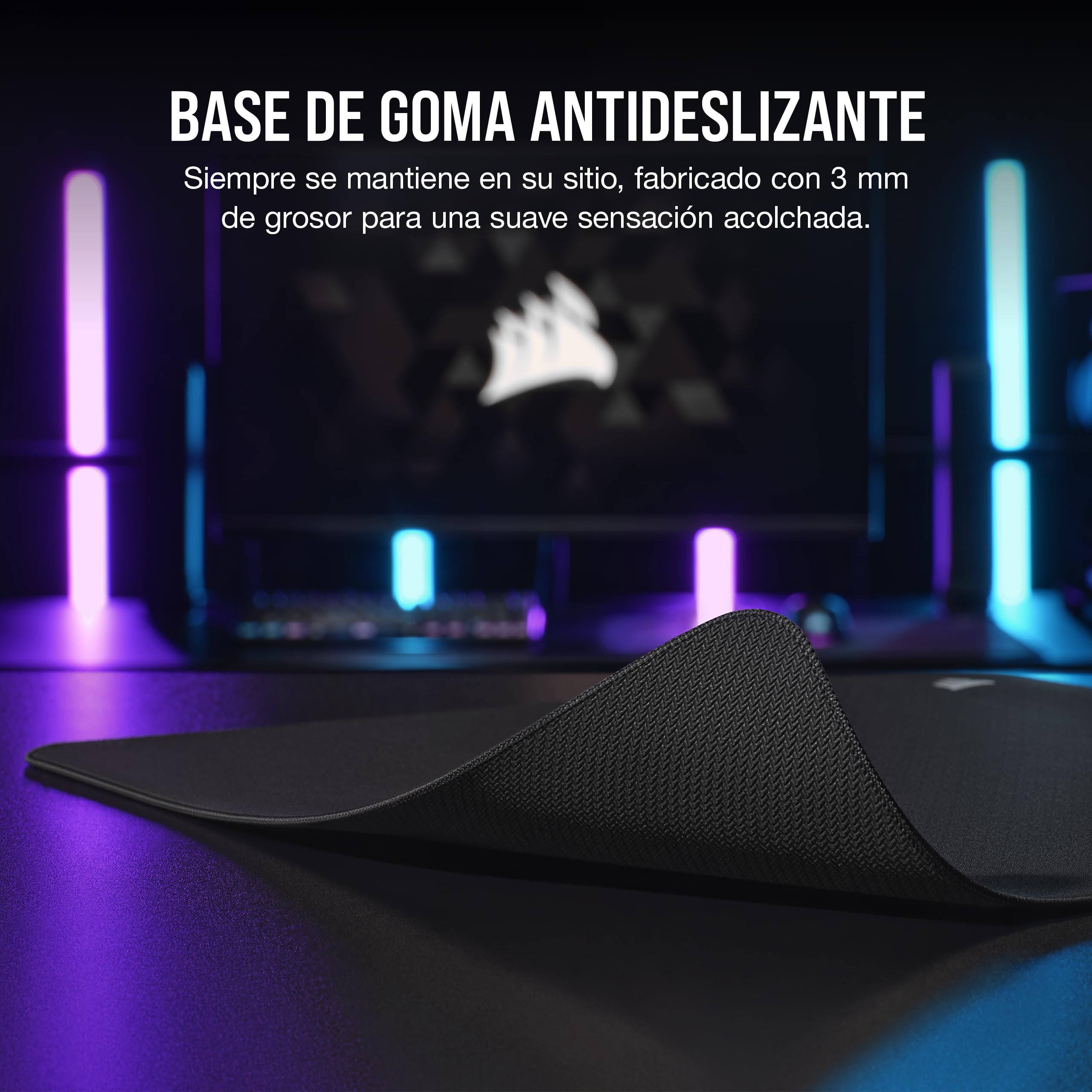 Corsair MM500 v2 Tela Híbrida Alfombrilla de Ratón Grande para Juegos – 45cm x 40cm – Revestimiento a Prueba de Salpicaduras – Bordes Cosidos Antirayas – Base de Goma Antideslizante – Negro