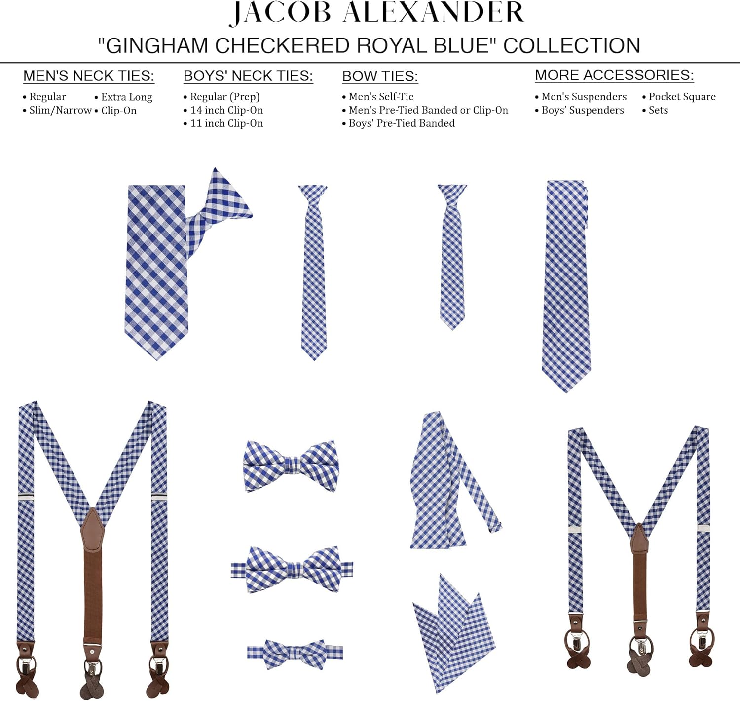 Jacob Alexander Men's Gingham Checkered Pattern Neck Tie
