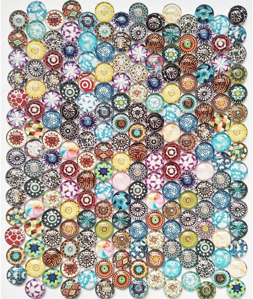 Fllumbo 200PCS 10mm Mosaic Tiles Mixed Round Glass Dome Cabochons Mosaic DIY Craft