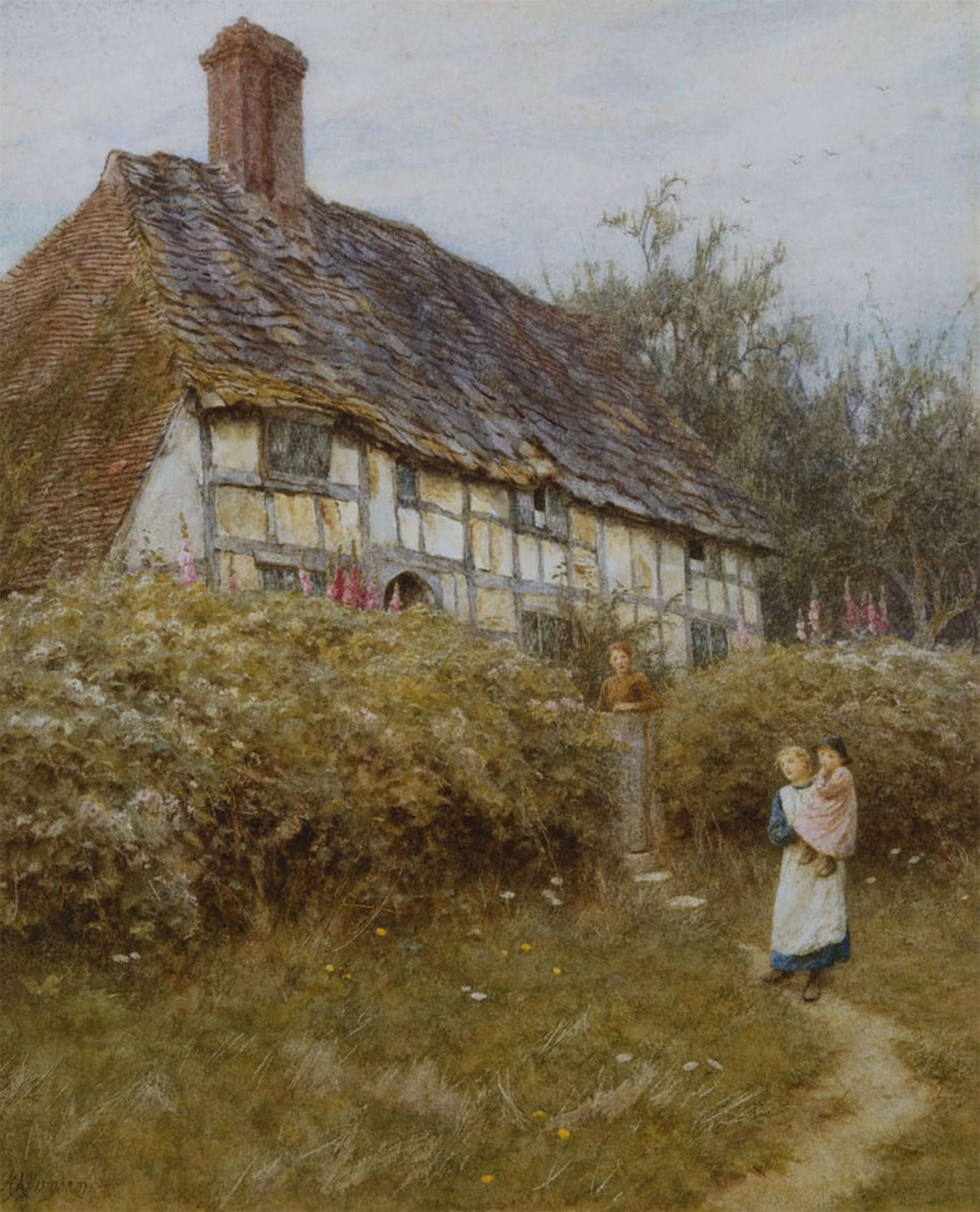 ARTXLXXBN Famous Prints Artwork Pictures Poster Painting Art the Priest by Helen Allingham Artwork Landscape Pictures for Home Decor 60x90cm