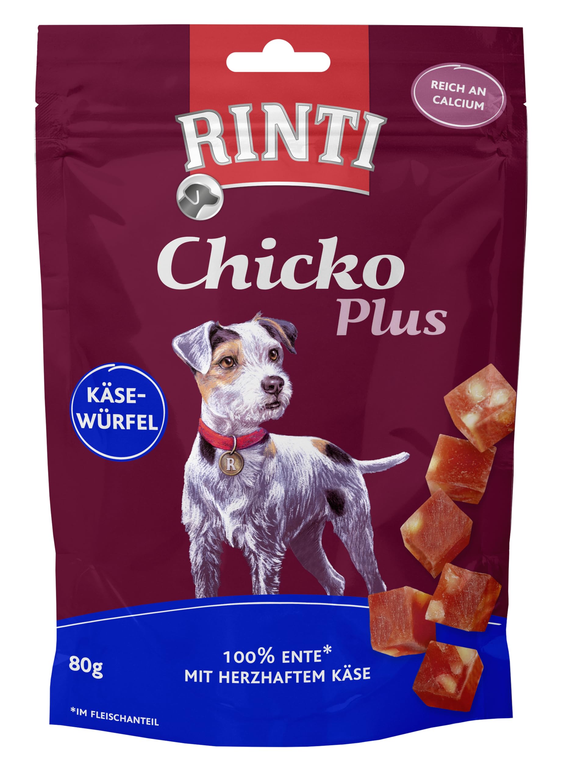 RINTI Chicko Plus Käsewürfel mit Ente 12x80g