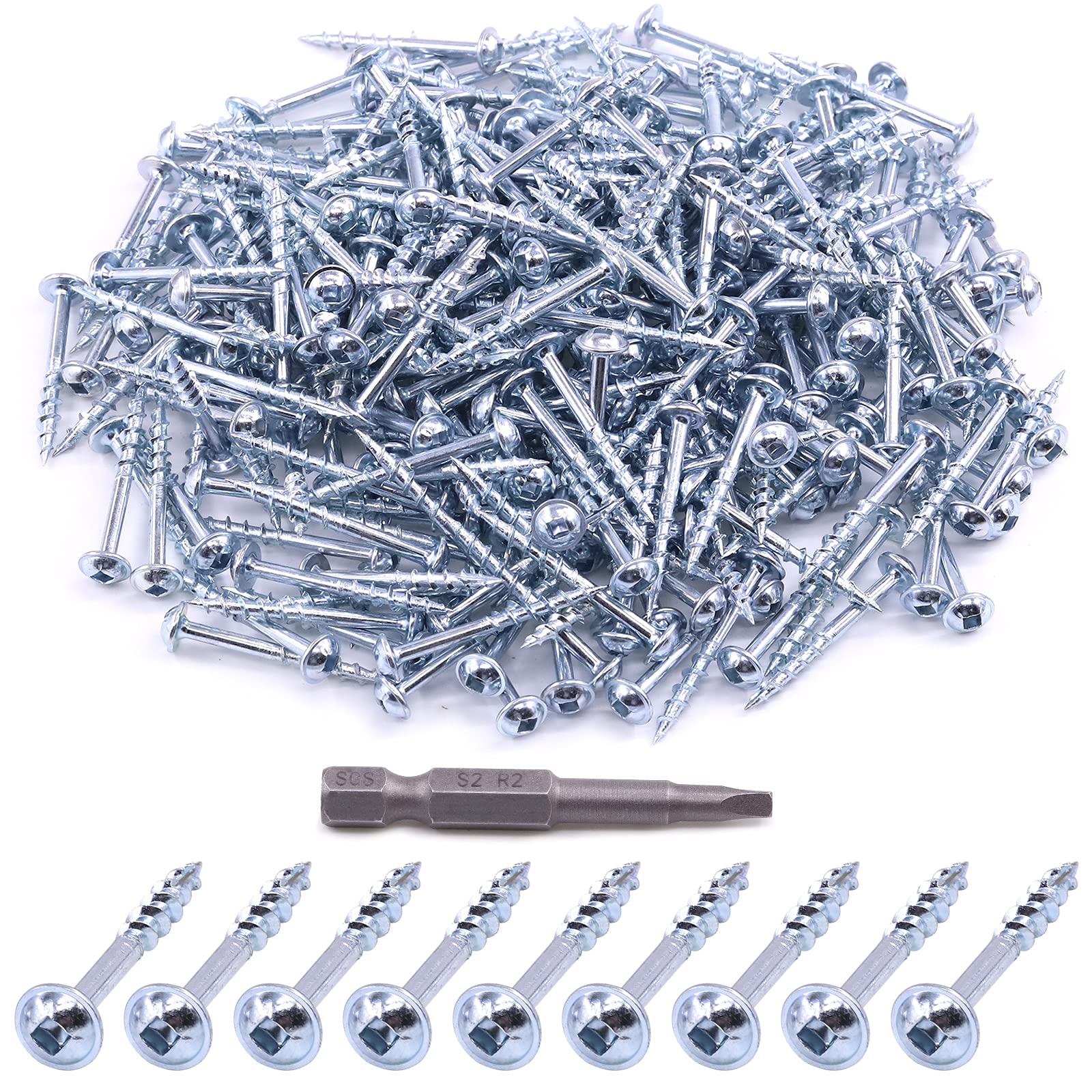 Glarks 280Pcs #8x1-1/2'' Pocket Hole Screws Zinc Coated Square Drive Self Tapping Coarse Thread Wood Screws for Wood and Sheet Metal (#8x1-1/2'' Coarse Thread) — image 1