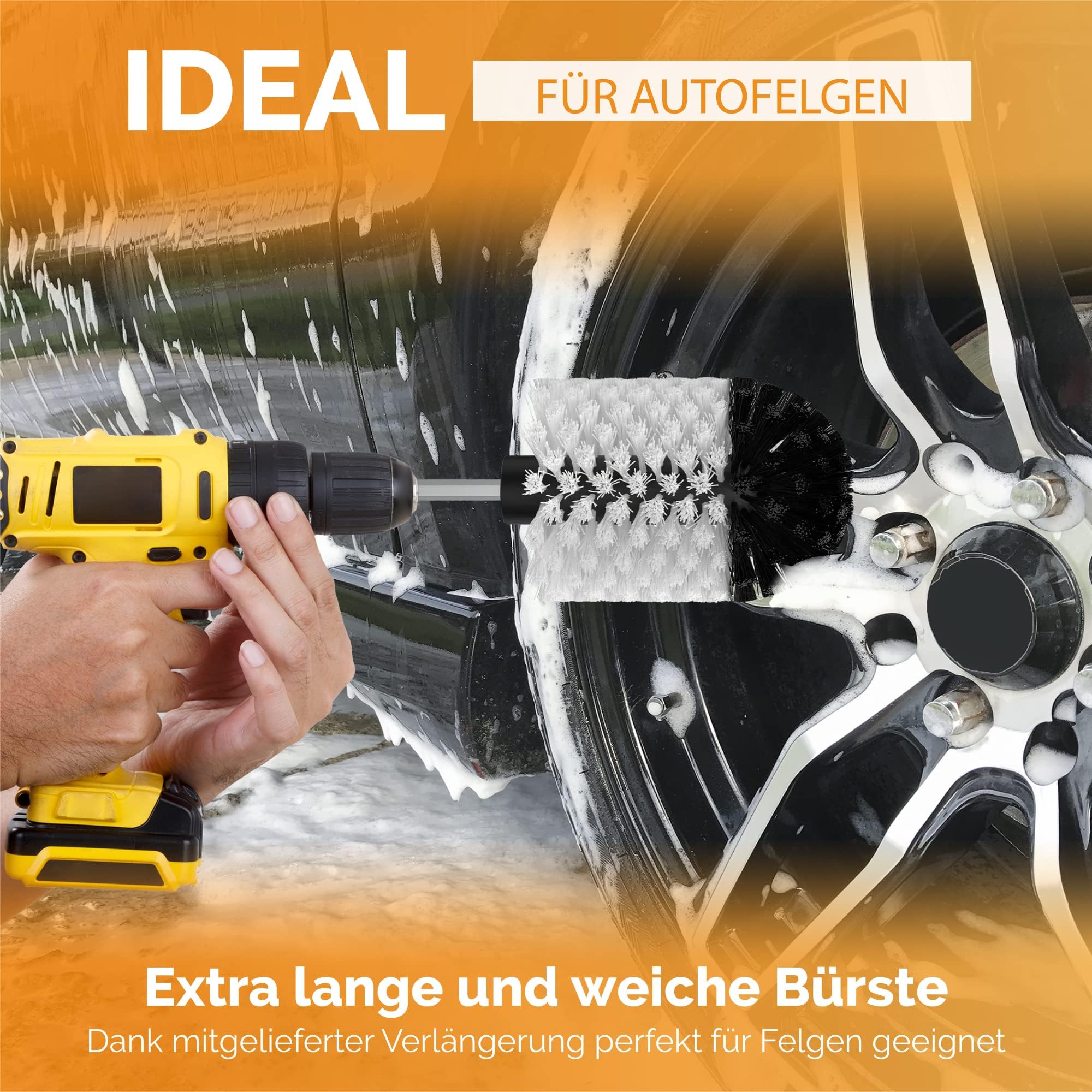 Set 9 Spazzole Per Avvitatore - Per Pulizia Cerchioni, Auto, Tappezzeria, Compatibile Con Bosch, Makita - Foto 8