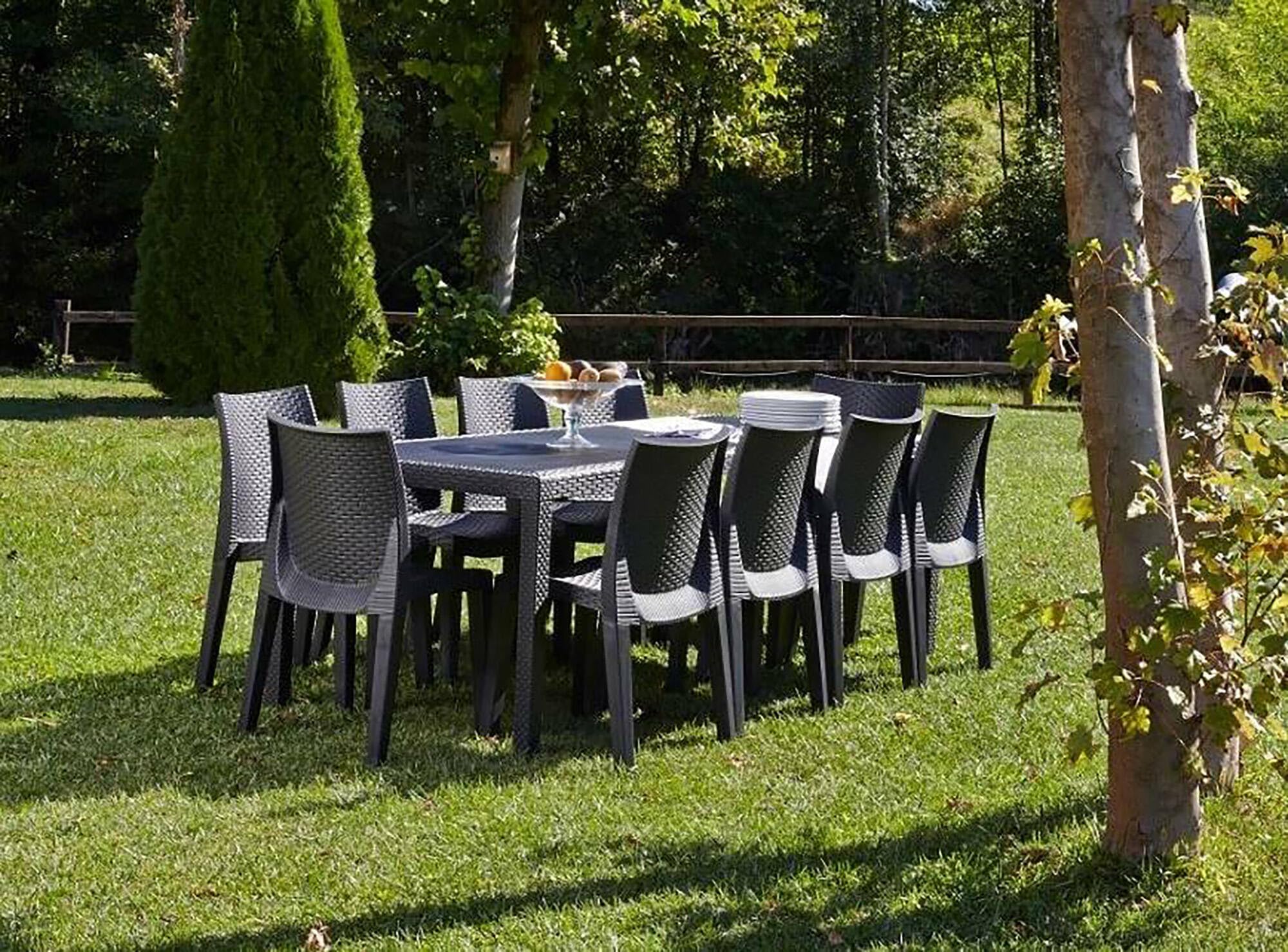 Dmora Table d'extérieur Roma extensible effet rotin 150/220x90x72 cm Anthracite