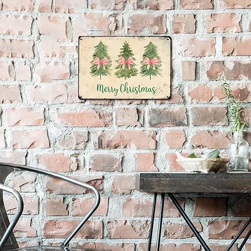 Miniatura 5 de Decoraciones de aula de Navidad, decoraciones de pared de Navidad rosa, decoración de pared chinoiserie, letreros de metal para árbol de Navidad,