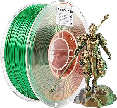 22 - 2025 Upgrade US Raw Materials Silk PLA 3D Printer Filament, Tri Color Blue Green Orange PLA 1.75mm, Shiny Multi Color Change Filament 3D Pri...