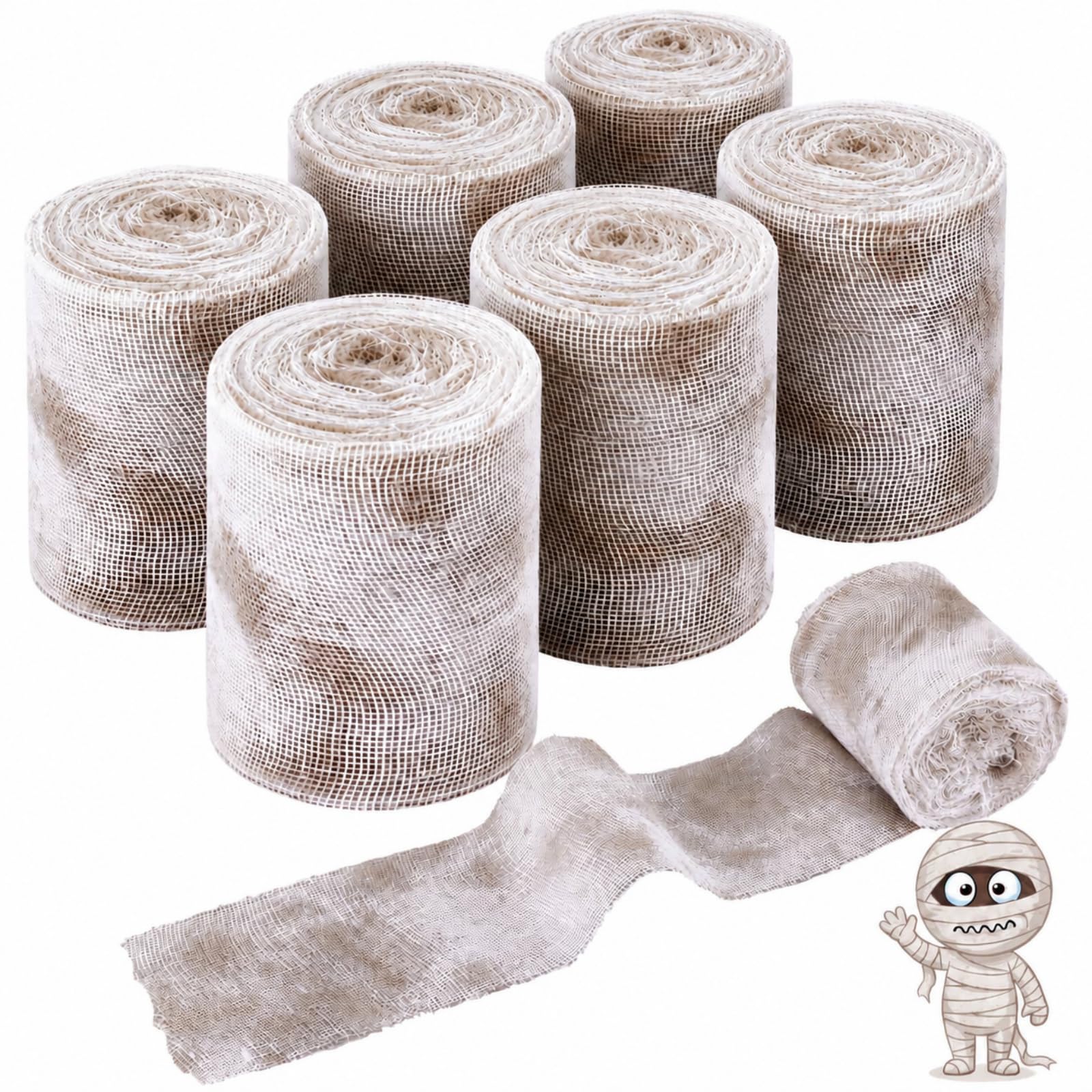 BBTO 12 Rolls Bloody Mummy Wrapping Cloth for Halloween Mummy Gauze Costume