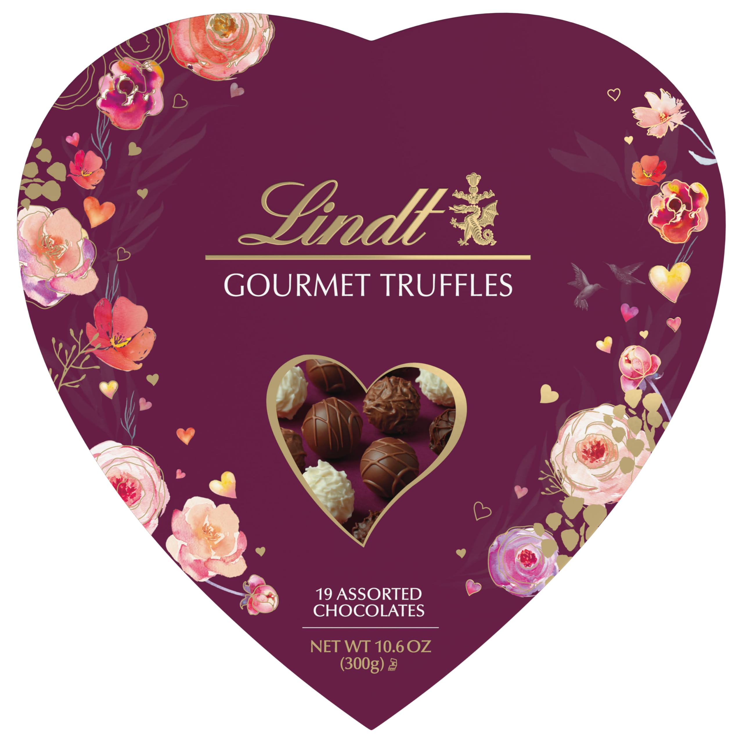Lindt Valentine's Gourmet Truffles Assorted Chocolate Candy Heart, 10.6 oz.
