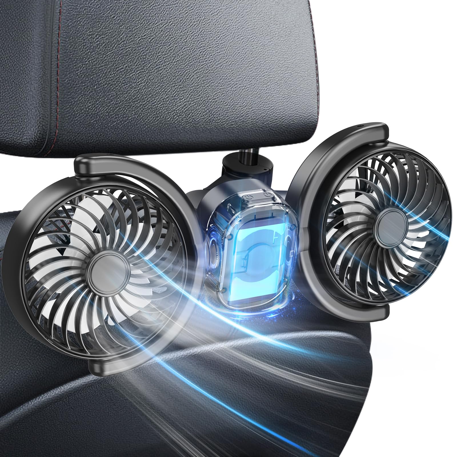 【2025年進化ワイヤレス車載ファン】Dealswin 車 扇風機 充電 車用扇風機 3段階風量・強力送風 車載用 後部座席 ヘッドレストファン 低騒音 USB車用ファン 360°回転 角度調節可能 車せんぷうき 長配線 夏対策 車中泊対策 取付簡単 4000mAhモバッテリー