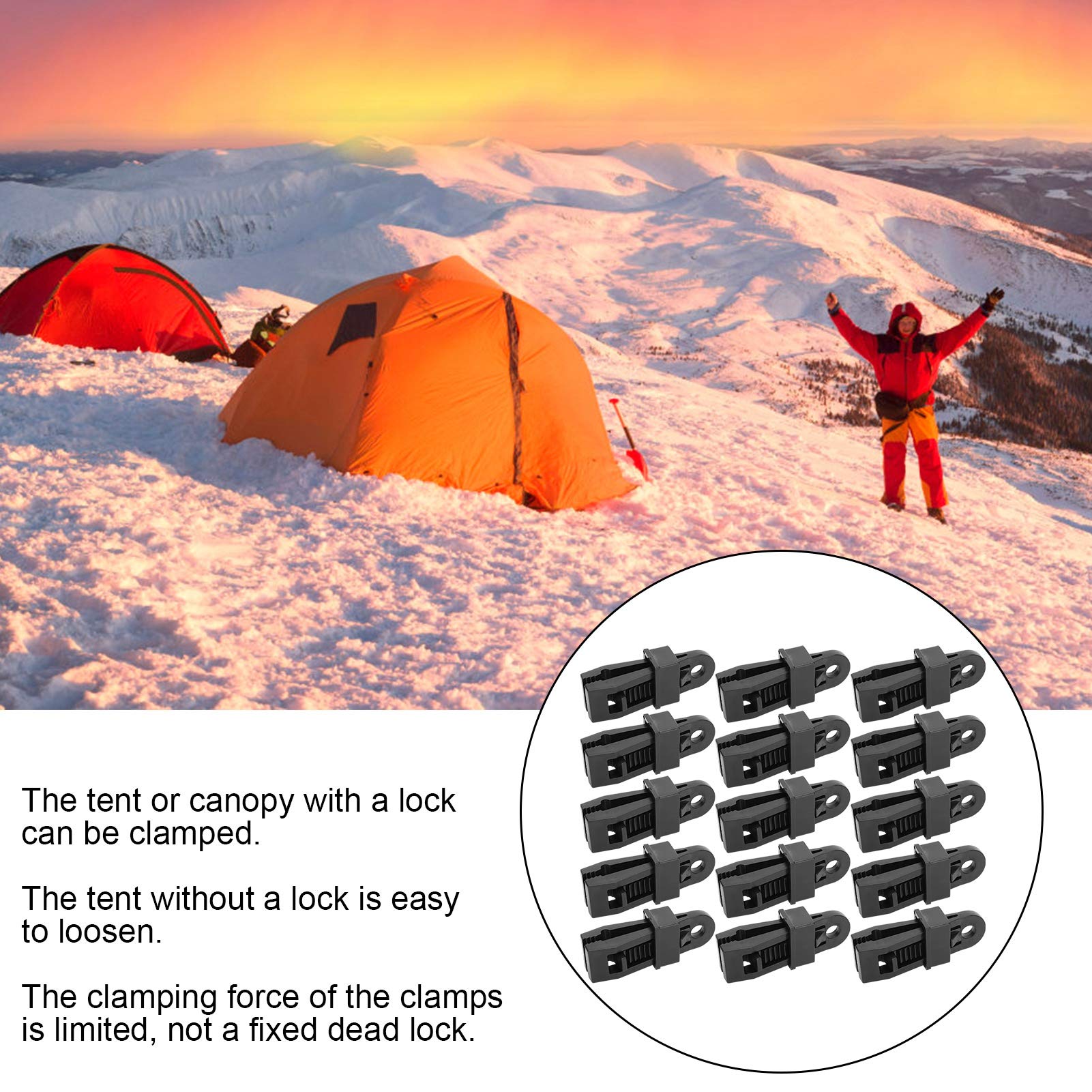 Culnflun 15Pcs Outdoor Camping Windproof Tent Clip Portable Camping Canopy Awnings Clamp Nylon