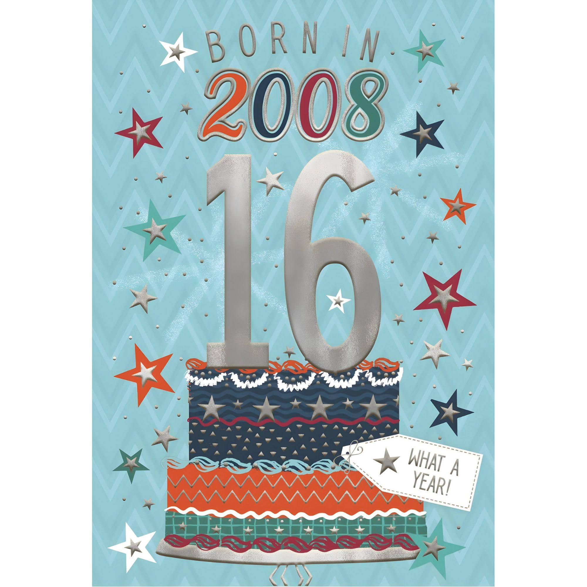 ICG Geburtstagskarte Zum 16. Für Enkelsohn (Jahrgang 2009) – Mit Luftballons, Sternen & Metallic-Details