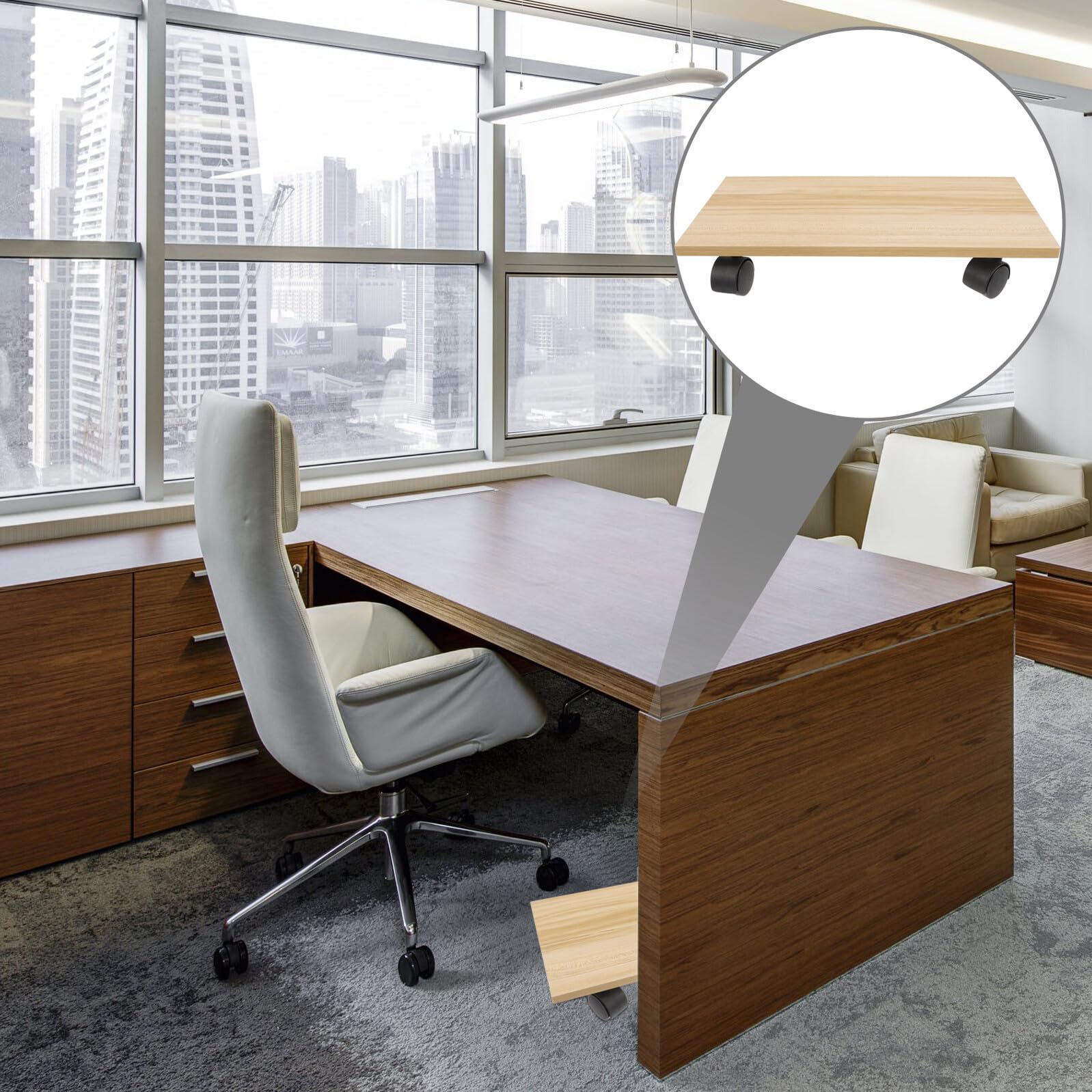 Soporte Rodante para Torre de PC de Madera Base Ajustable y Ruedas Giratorias Soporte de Suelo para Ordenador Capacidad de Carga Carrito Móvil para Escritorio Adecuado para