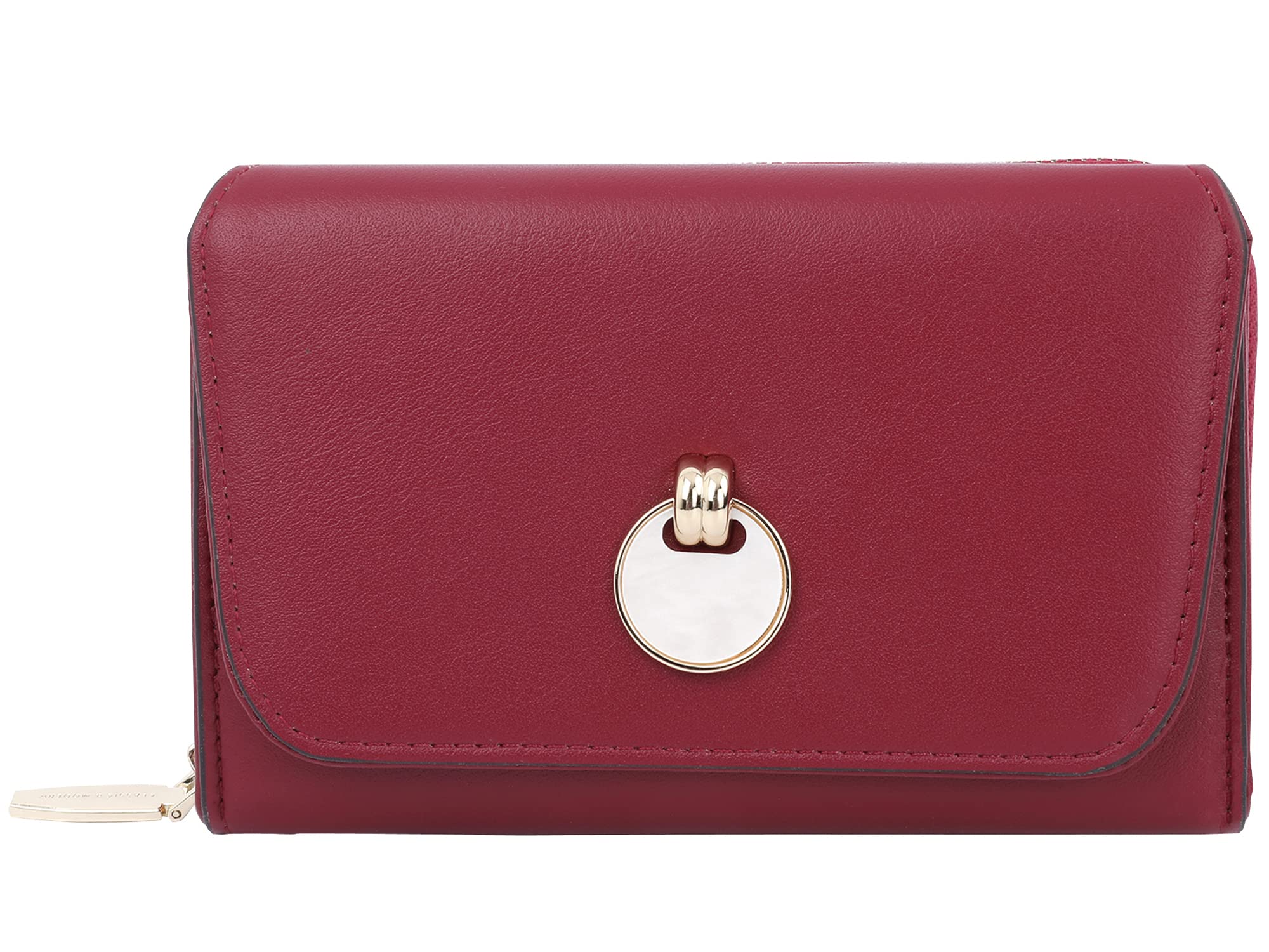 Fanaztee RFID Blocking Trifold Organizer Leather Clutch Wallet for Women, Wine, Retro