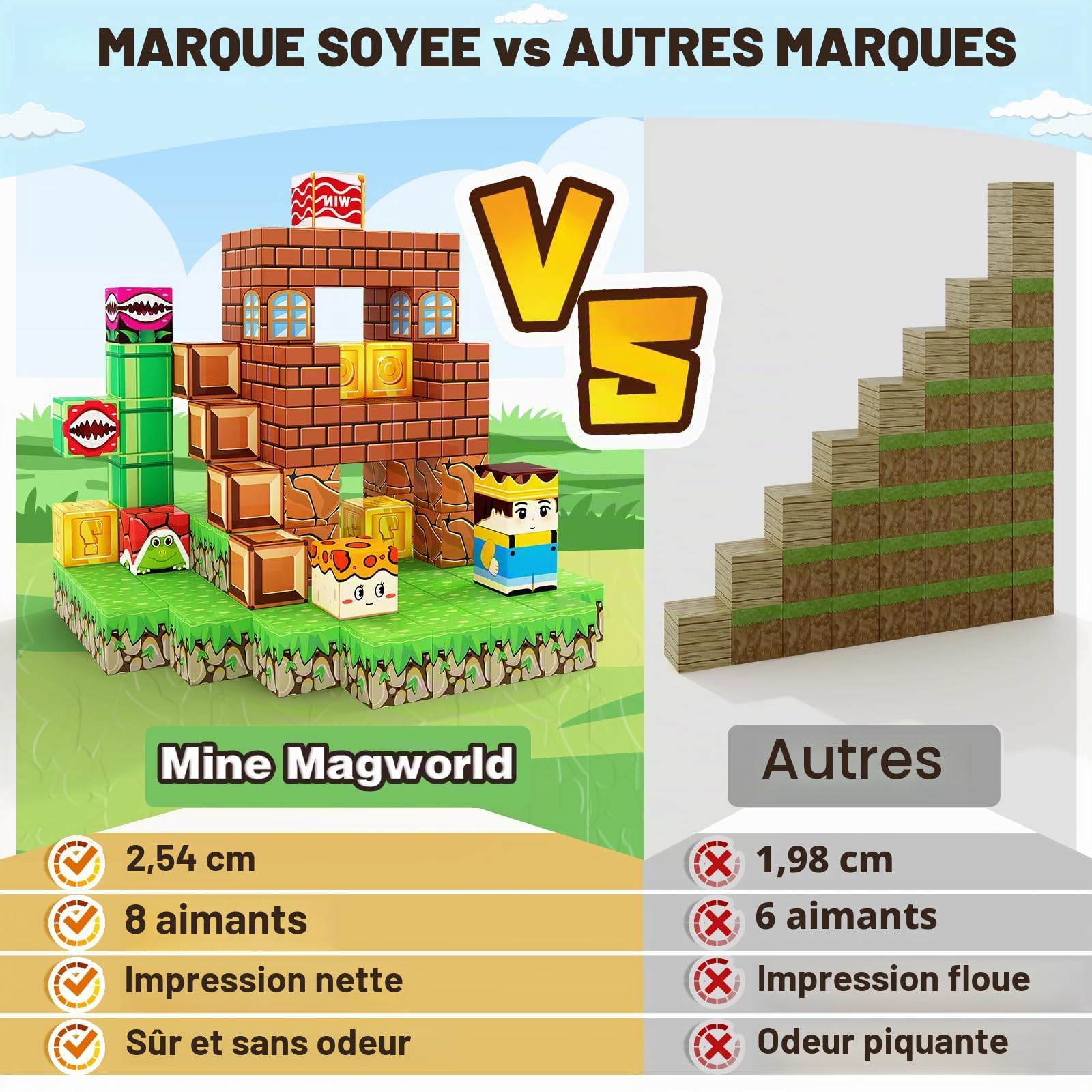 TUKIIE Lot de 120 blocs de construction magnétiques de 2,5 cm - Blocs de construction magnétiques - Jouets pour enfants à partir de 3 ans - Jouets TUKIIE Lot de 120 blocs de construction magnétiques de 2,5 cm - Blocs de construction magnétiques - Jouets pour enfants à partir de 3 ans - Jouets