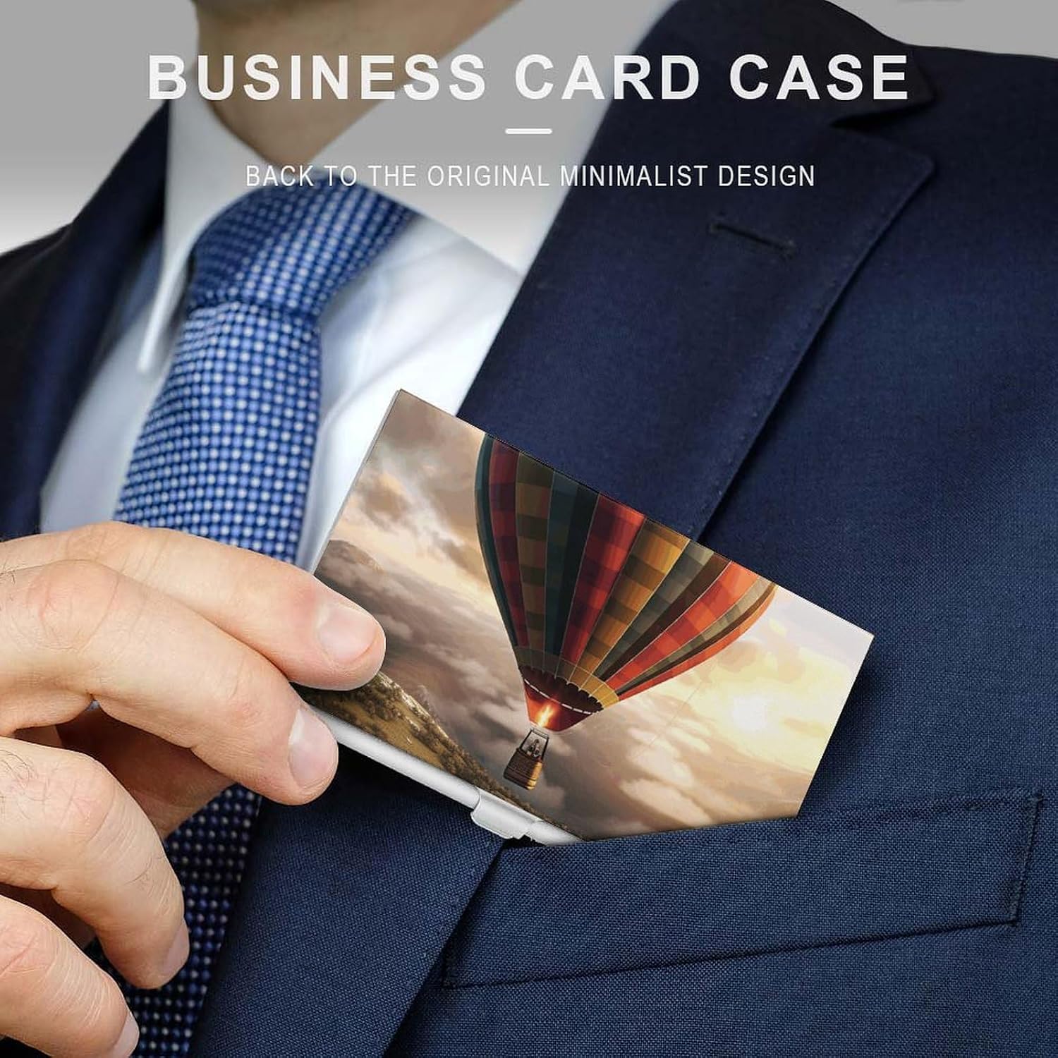 Hot Air Balloon Business Card Case for Women Or Men Snaps Closed Portable Name Holder Credit Card Holder for Business Meeting Use