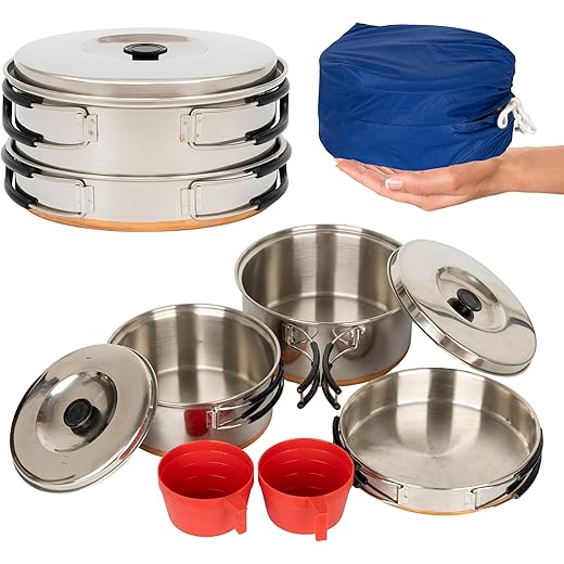 Camping Cookware Mess Kit Set 7-Piece