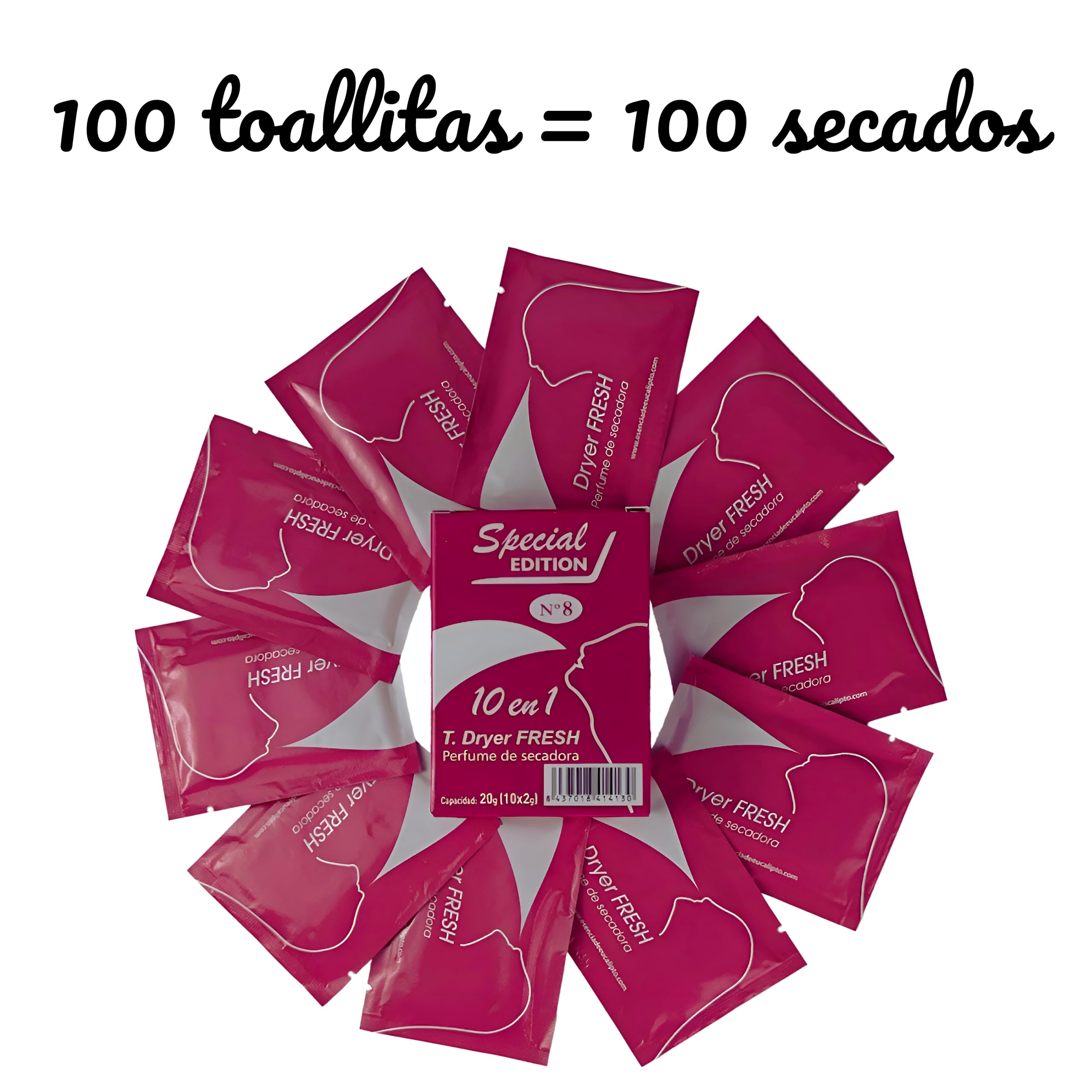 Dryer FRESH - Toallitas secadora perfumadas - Suavizante antitabaco perfumador de ropa duradero - Desodorizante profesional de ropa limpia - Perfume quita olores tejidos - Olor Floral (100 lavados)