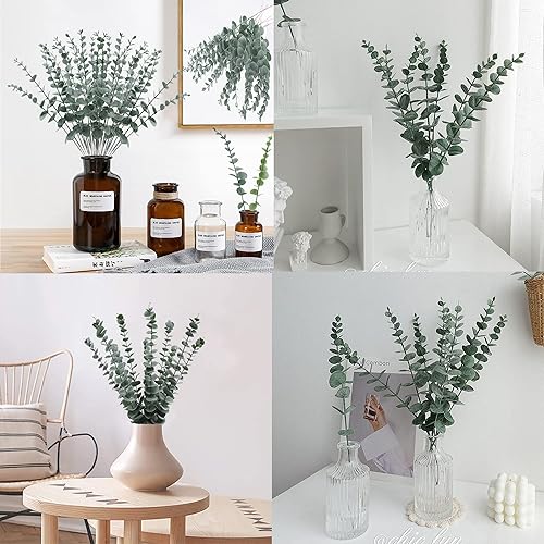 Miniatura 4 de ICEANAQ 24 racimos de eucaliptos artificiales, plantas artificiales de plástico de eucalipto