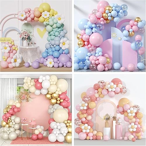 Miniatura 5 de Kit de soporte para arco de globos, reutilizable de 8.2 pies y 5 pies, soporte de arco de medio globo con base, marco de arco de globo dorado para