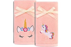 Unicorn Hand Towel - 2 Pack of Embroidered 100% Premium Cotton for Girls Kids Gift