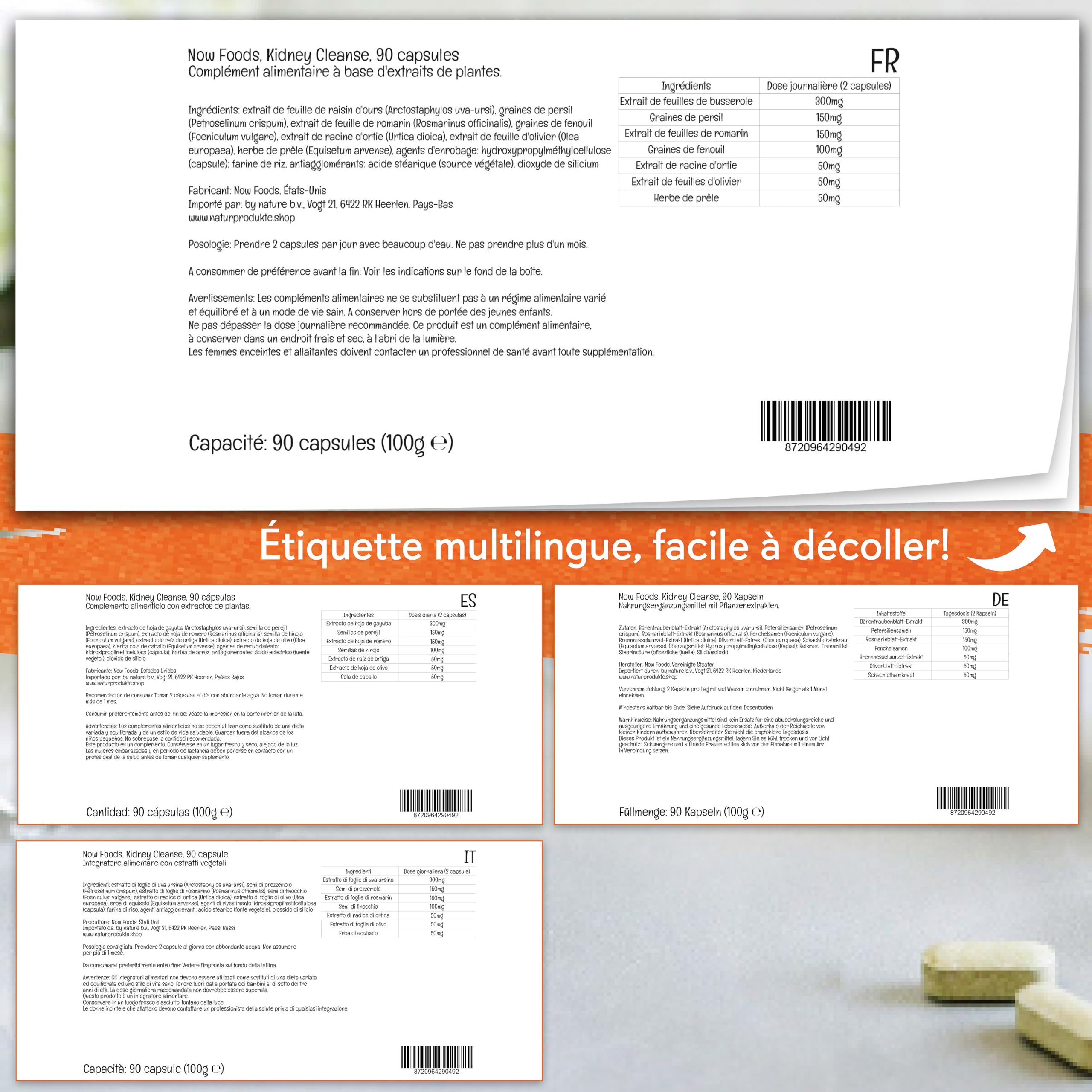 Now Foods, Kidney Cleanse, avec Raisin d'Ours et Ortie, 90 Capsules végétaliennes, Testé en Laboratoire, Sans Soja, Végétarien, Sans Gluten, Sans OGM